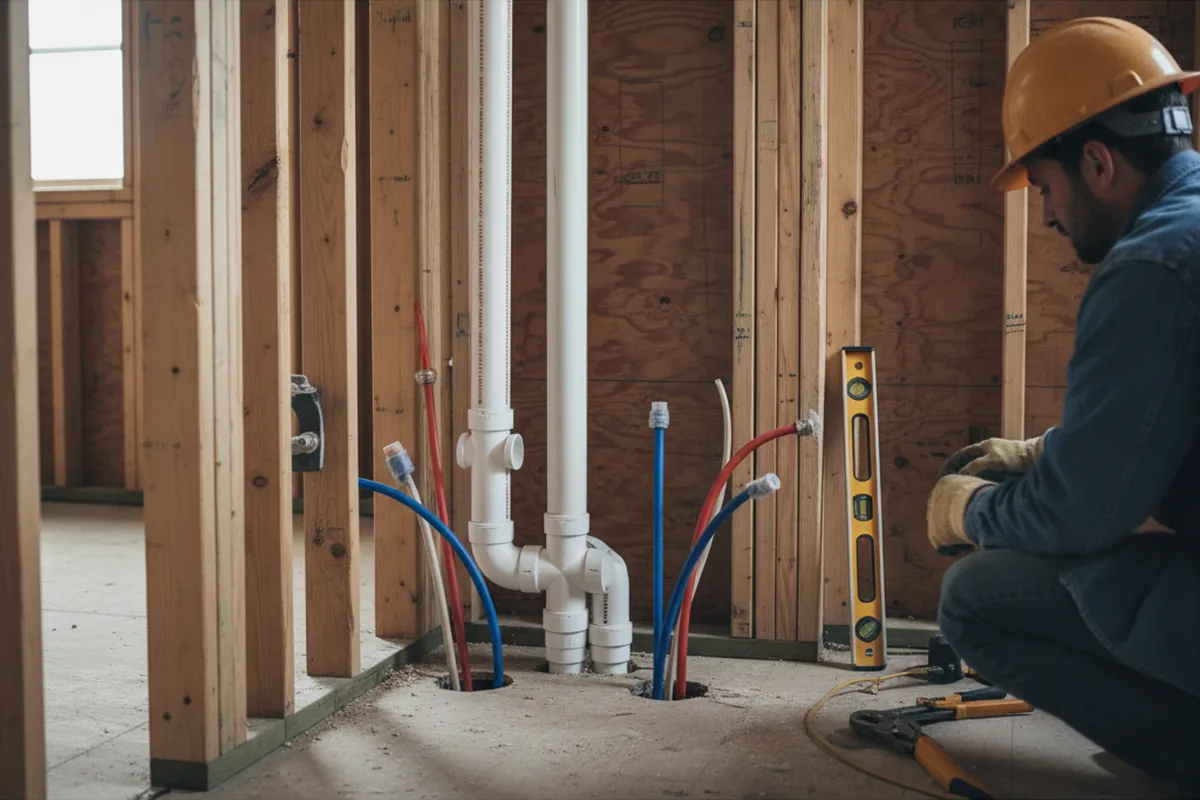 Drain and supply rough-in during Drain Cleaning in Ary
